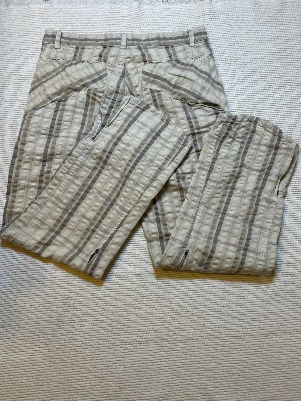 Oakley Beige and Taupe Vertical Stripe Chinos